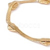 Ion Plating(IP) 304 Stainless Steel Heart Beaded Herringbone Chain Bracelet for Women BJEW-G656-05G-3