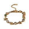 Ocean Theme 304 Stainless Steel Rhinestone Link Chain Bracelets for Women SA-CBA183D-09B-G-2