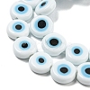 Handmade Evil Eye Lampwork Flat Round Bead Strands LAMP-L058-10mm-14-3