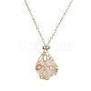Natural Rose Quartz Round Pendant Necklaces NJEW-JN04565-01-1