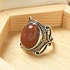 Natural & Synthetic Gemstone Adjustable Rings RJEW-I108-02AS-3