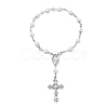 Acrylic Round with Cross Pattern Beaded Charm Bracelets for Women BJEW-JB11347-01-2