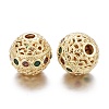 Brass Micro Pave Cubic Zirconia Beads KK-K244-19G-2