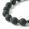 Natural Black Agate & Synthetic Hematite & Cubic Zirconia Round Beaded Stretch Bracelet BJEW-JB09442-4