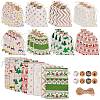 32Pcs 8 Styles Christmas Rectangle Printed Cotton & Linen Candy Gift Drawstring Bags ABAG-BC0001-48-1