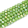 AB Color Plated Opaque Glass Rondelle Beads Strands EGLA-T029-4mm-09K-1