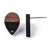 Resin & Walnut Wood Stud Earring Findings X-MAK-N032-002A-B01-4