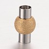 Textured 304 Stainless Steel Column Magnetic Clasps with Glue-in Ends STAS-I045-11G-1