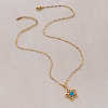 Vintage 304 Stainless Steel & Synthetic Turquoise Flower Pendant Necklaces with Crystal Rhinestone for Women LS-RQ4537-4