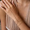 304 Stainless Steel Twisted Chain 2-Strand Hand Chain Ring Bracelets for Women MQ9629-2