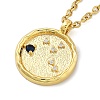 304 Stainless Steel Cubic Zirconia Constellation Flat Round Pendants STAS-S145-01E-2