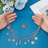 Alloy Moon Sun Star Double Layer Tassel Waist Chains AJEW-GF0013-25P-3