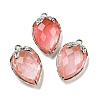 Cherry Quartz Glass Faceted Pendants G-M431-06P-12-1