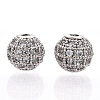Rack Plating Brass Cubic Zirconia Beads ZIRC-S001-8mm-A02-3