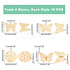 40Pcs 4 Style Rack Plating 201 Stainless Steel Filigree Pendants STAS-DC0007-49-4