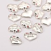 Wedding Theme Antique Silver Tone Tibetan Style Alloy Heart with Mother of the Bride Rhinestone Charms TIBEP-N005-18A-2