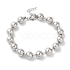 Non-Tarnish 304 Stainless Steel Beads Ball Chain Bracelets for Women BJEW-B092-01B-P-1