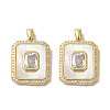 Brass Micro Pave Clear Cubic Zirconia Pendants KK-I708-02D-G-1
