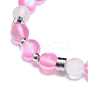 Synthetic Moonstone & Brass Beaded Stretch Bracelet for Women BJEW-JB08845-4