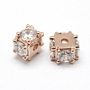 Brass Micro Pave Grade AAA Cubic Zirconia Beads KK-P126-02RG-NR-2