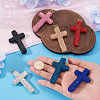 8Pcs 8 Colors Handmade Polymer Clay Pave Rhinestone Big Pendants RB-BT0001-03-6