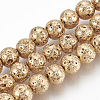 Electroplated Natural Lava Rock Beads Strands G-T061-55B-6mm-1