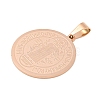 Ion Plating(IP)Trendy Necklace Findings Flat Round with San Benito 304 Stainless Steel Pendants STAS-L012-A07RG-2