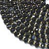 Natural Dyed & Heated Banded Black Agate Beads Strands G-K389-E51-01-3