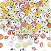 2 Bags 2-Hole Printed Wooden Buttons BUTT-SP0001-21-1
