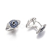 Medium Blue Cubic Zirconia Horse Eye Hinged Hoop Earrings EJEW-G321-22P-3