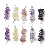 10Pcs 5 Styles Constellation Natural Strawberry Quartz & Amethyst & Obsidian & Fluorite & Rose Quartz Copper Wire Wrapped Chip Beaded Connector Charms PALLOY-JF02905-02-1