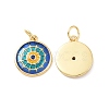 Flat Round Brass Micro Pave Cubic Zirconia Charms KK-G435-33G-01-1