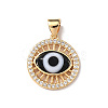 Lampwork Evil Eye Pendants with Clear Cubic Zirconia ZIRC-L102-11G-03-2