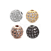 CZ Brass Micro Pave Grade AAA Clear Color Cubic Zirconia Round Beads KK-O065-6mm-05-NR-1