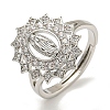 Oval with Saint Rack Plating Brass Micro Pave Cubic Zirconia Adjustable Rings RJEW-I105-04P-09-1