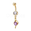 Brass Cubic Zirconia Navel Ring AJEW-EE0004-28D-5