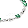 Noble Gift Ideas for Lady Platinum Tone Brass Micro Pave Cubic Zirconia CZ Flower Link Chain Bracelets BJEW-L472-09-1-3