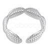 304 Stainless Steel Shell Wrap Open Cuff Ring for Women RJEW-N038-102P-3