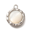 Brass Pave Natural White Shell Pendants KK-B127-10P-1