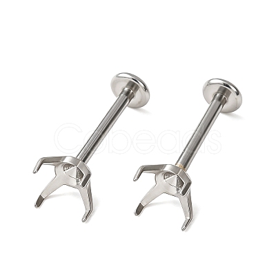 304 Stainless Steel Prong Earring Settings SA-CBA8B85-11D-03-1