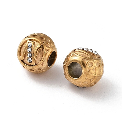 Ion Plating(IP) 304 Stainless Steel Rhinestone European Beads STAS-A092-10N-G-1