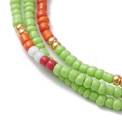 Adjustable Glass Seed Beaded Triple Layer Multi-strand Bracelet BJEW-MZ00048-05-1