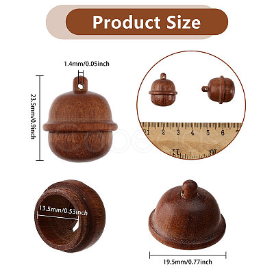 Openable Wood Pendants WOOD-WH0001-08-1