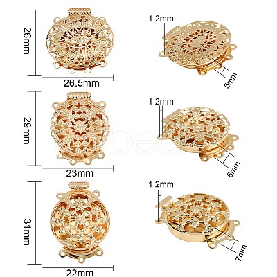 12 Sets 6 Style Brass Box Clasps KK-SZ0001-50-1