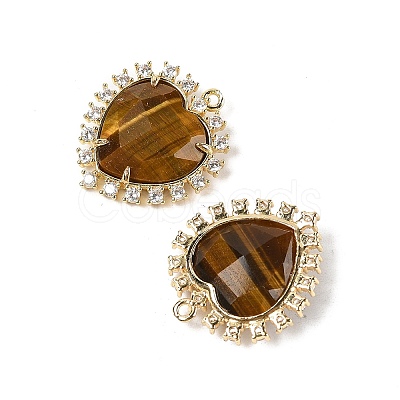 Natural Tiger Eye Faceted Heart Pendants G-I382-03G-03-1