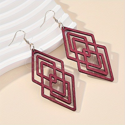 Hollow Iron Wood Dangle Earrings for Women WG5E3B8-03-1