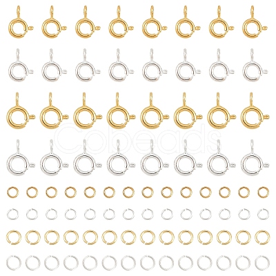 20Pcs 2 Styles Brass Spring Ring Clasps KK-YW0004-53-1
