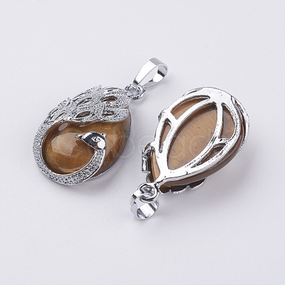 Natural Tiger Eye Pendants G-E442-04K-1