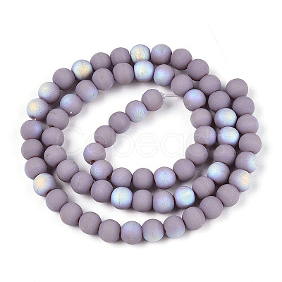 Frosted Opaque Glass Beads Strands GLAA-T032-P6mm-MBB07-1