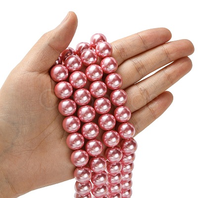 Eco-Friendly Glass Pearl Bead Strands X-HY-A008-12mm-RB109-1